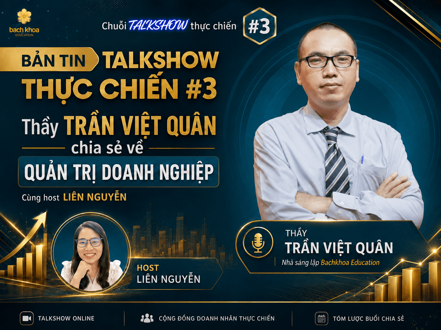 Thầy Trần Việt Quân chia sẻ tại Talkshow Ban doanh Nghiệp cộng đồng Khai Minh